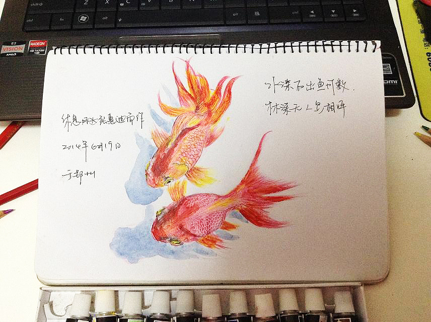 彩铅画——双鱼