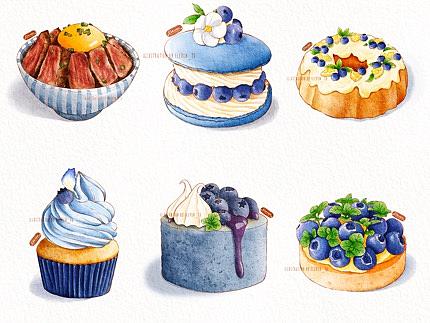 iPad水彩美食 | 蓝紫色系