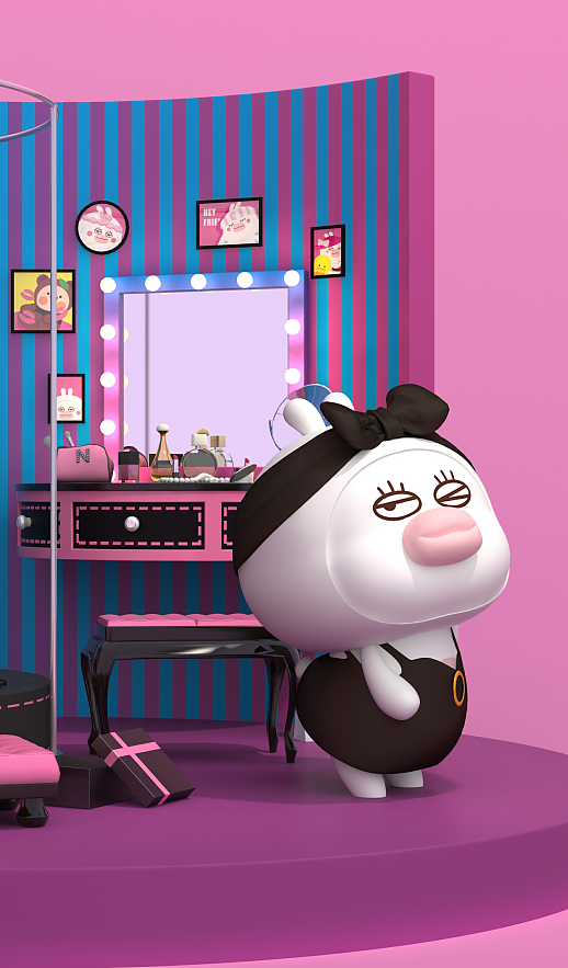 粉嫩化妆间-插画壁纸