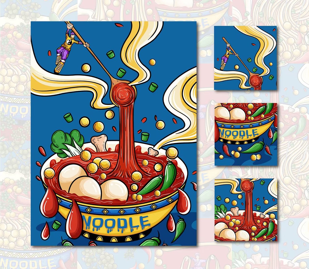 潮流插画《功夫小面》