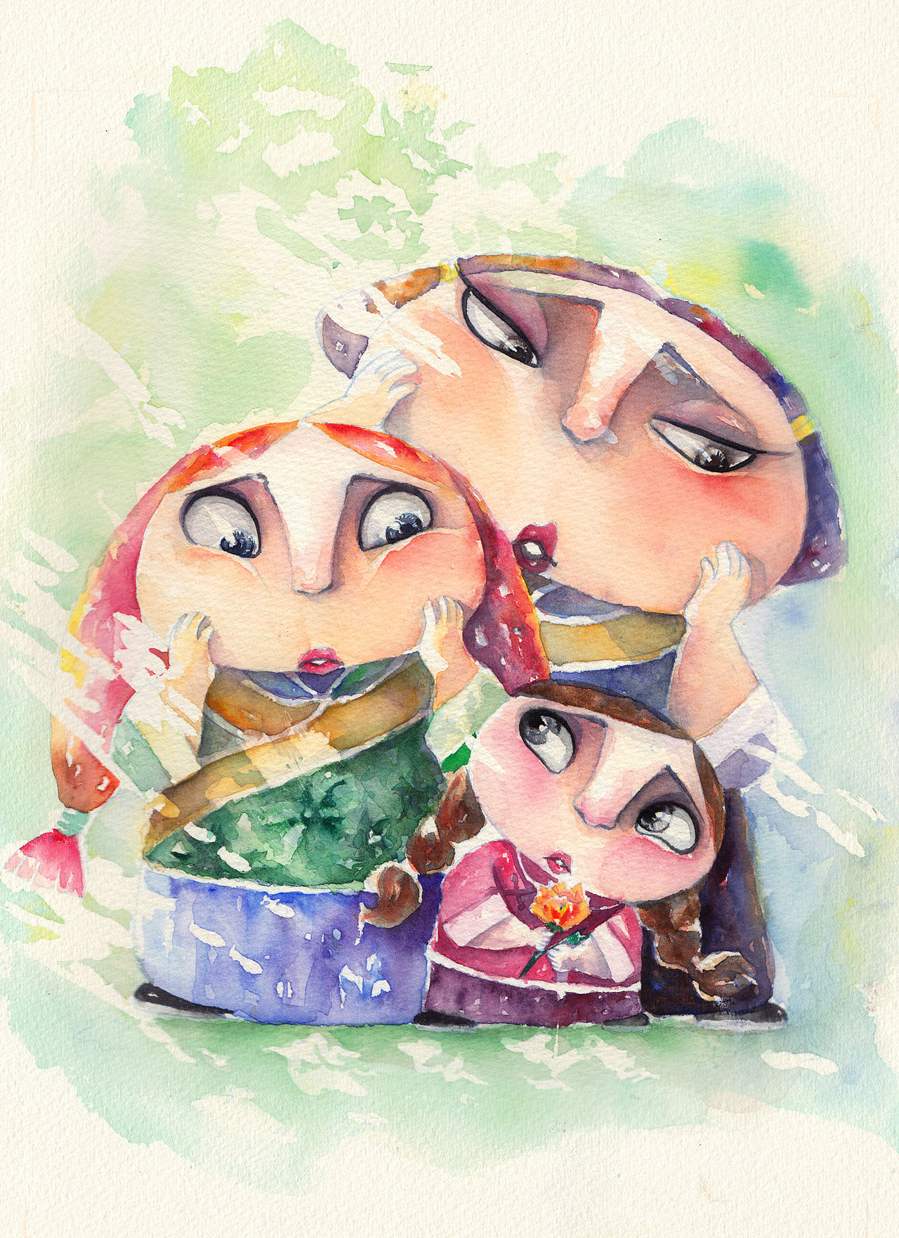 姐妹（图ZMjc1MDMxNTI=） - 绘画 - 站酷设计师金金ljj原创素材 - 站酷ZCOOL