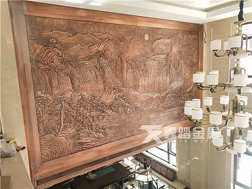 纯手工锻铜浮雕壁画可做艺术墙 紫铜圆雕壁壁画