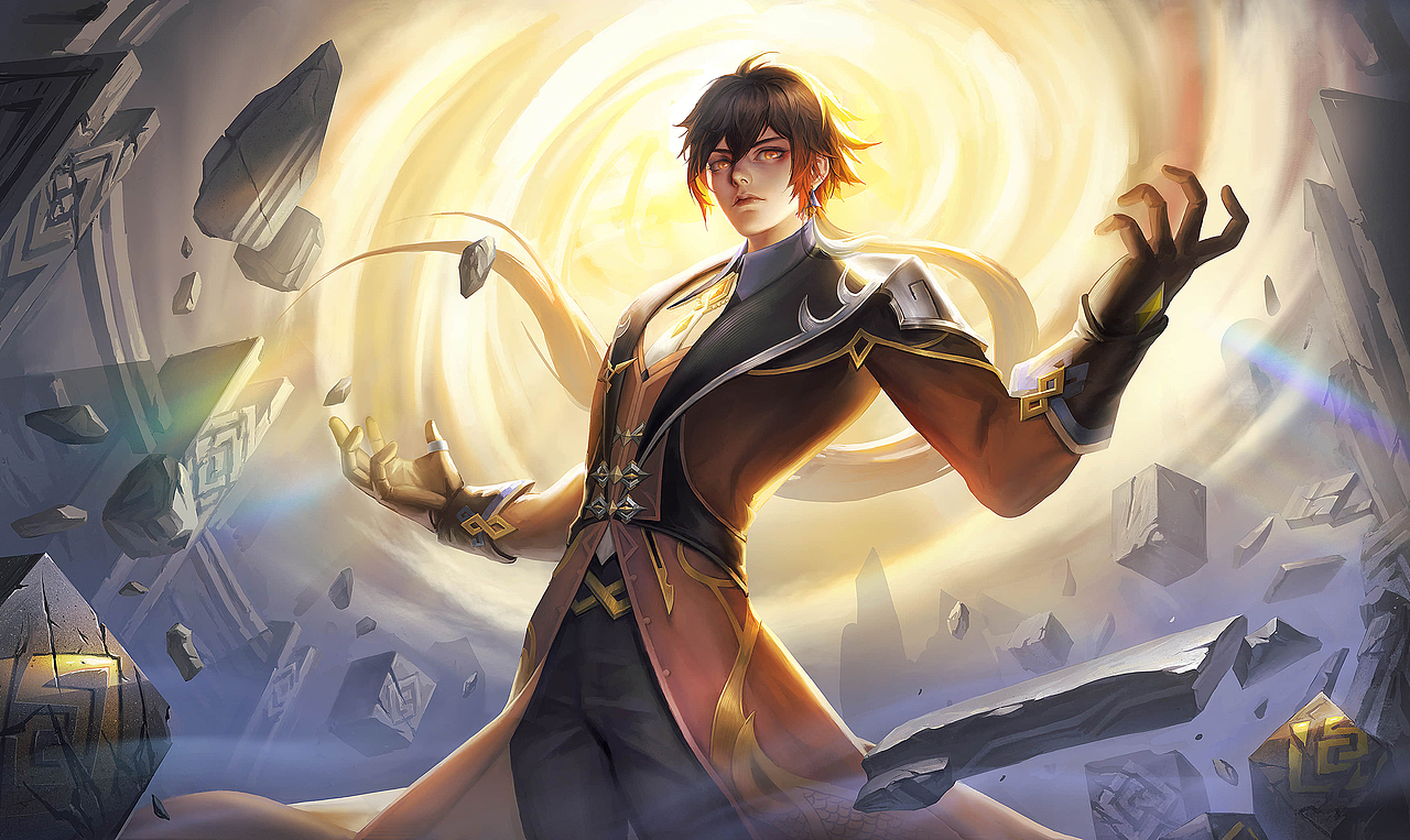 原神同人 #钟离 #枫原万叶|插画|游戏原画|上汤娃娃菜 - 原创作品