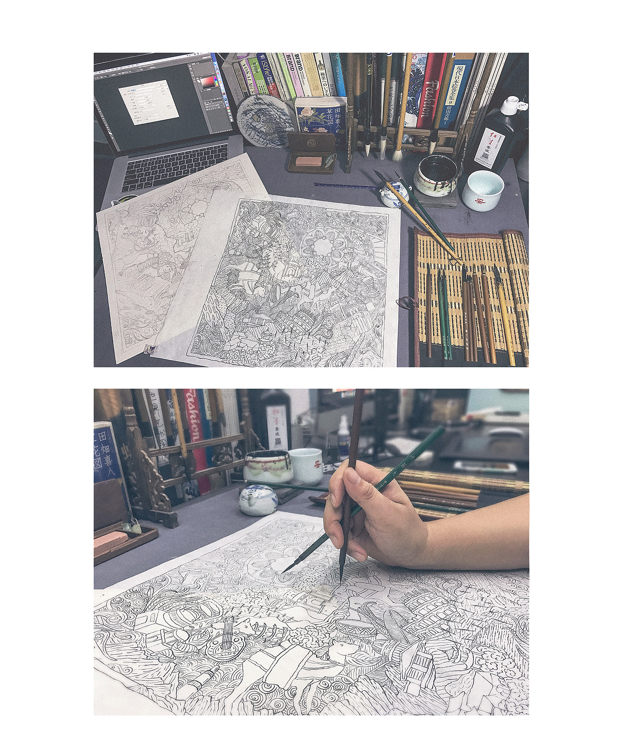 鲁奇舫 X【页岩组】品牌插画丝巾设计