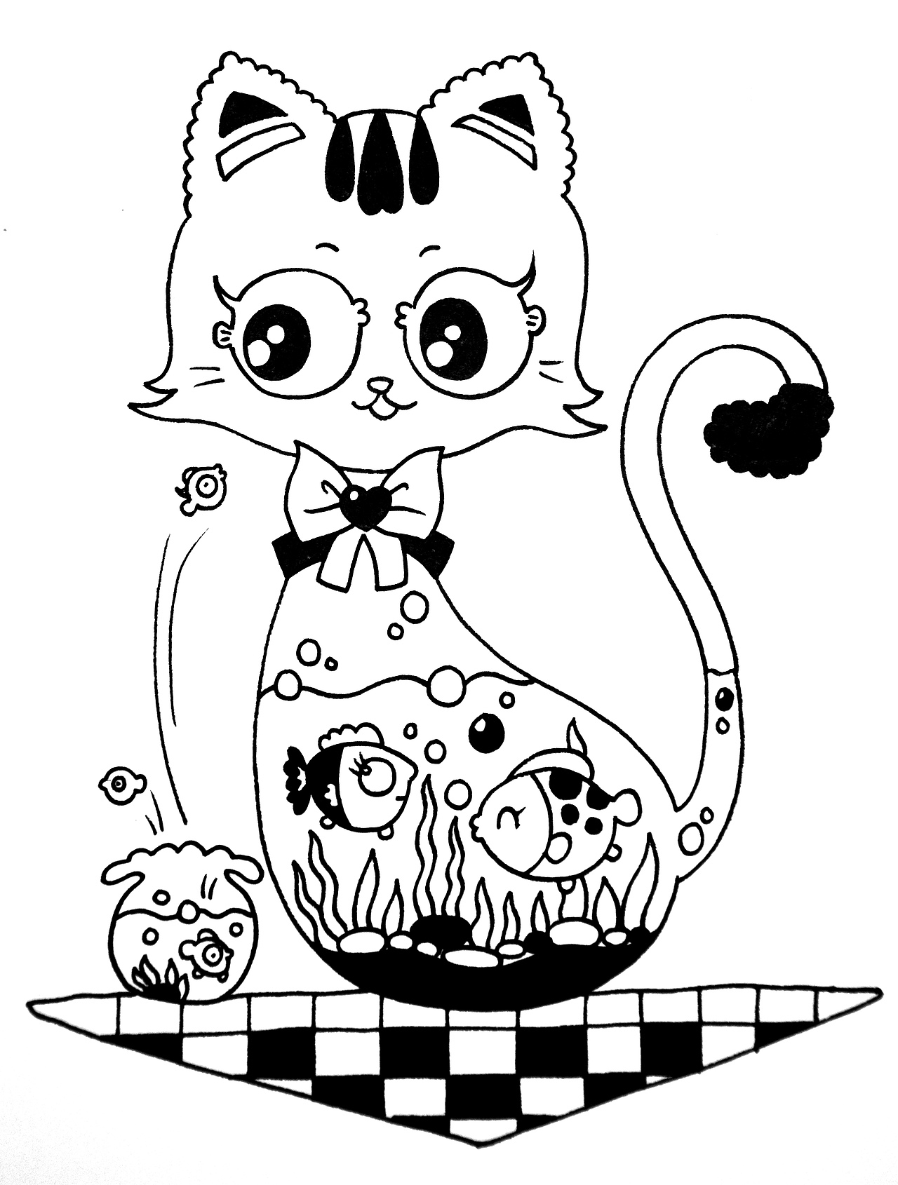 儿童创意线描 基础篇 画个鱼缸猫（图ZMTEzNzM0ODAw） - 儿童插画 - 站酷设计师慧玲66原创素材 - 站酷ZCOOL