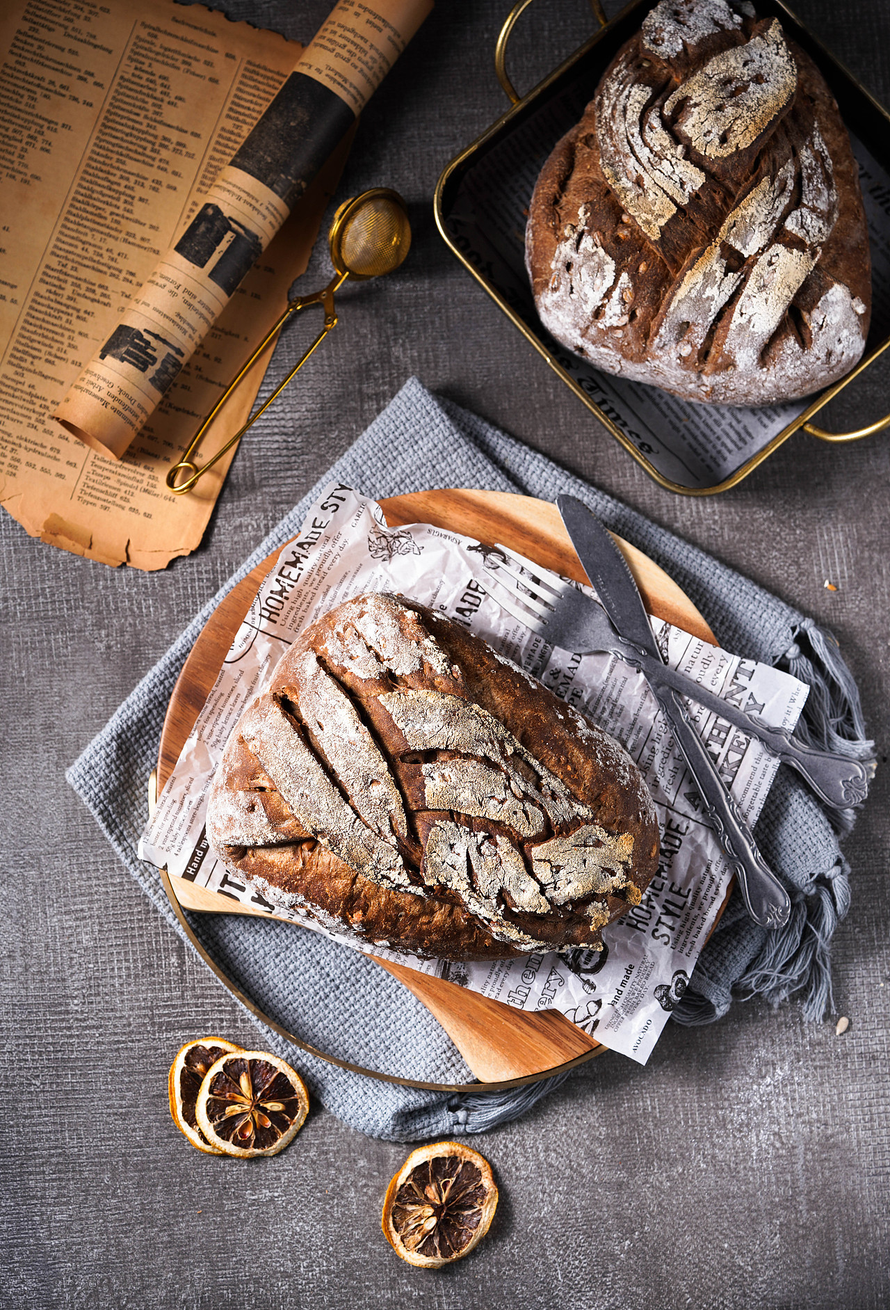 黑全麦面包 美食拍摄