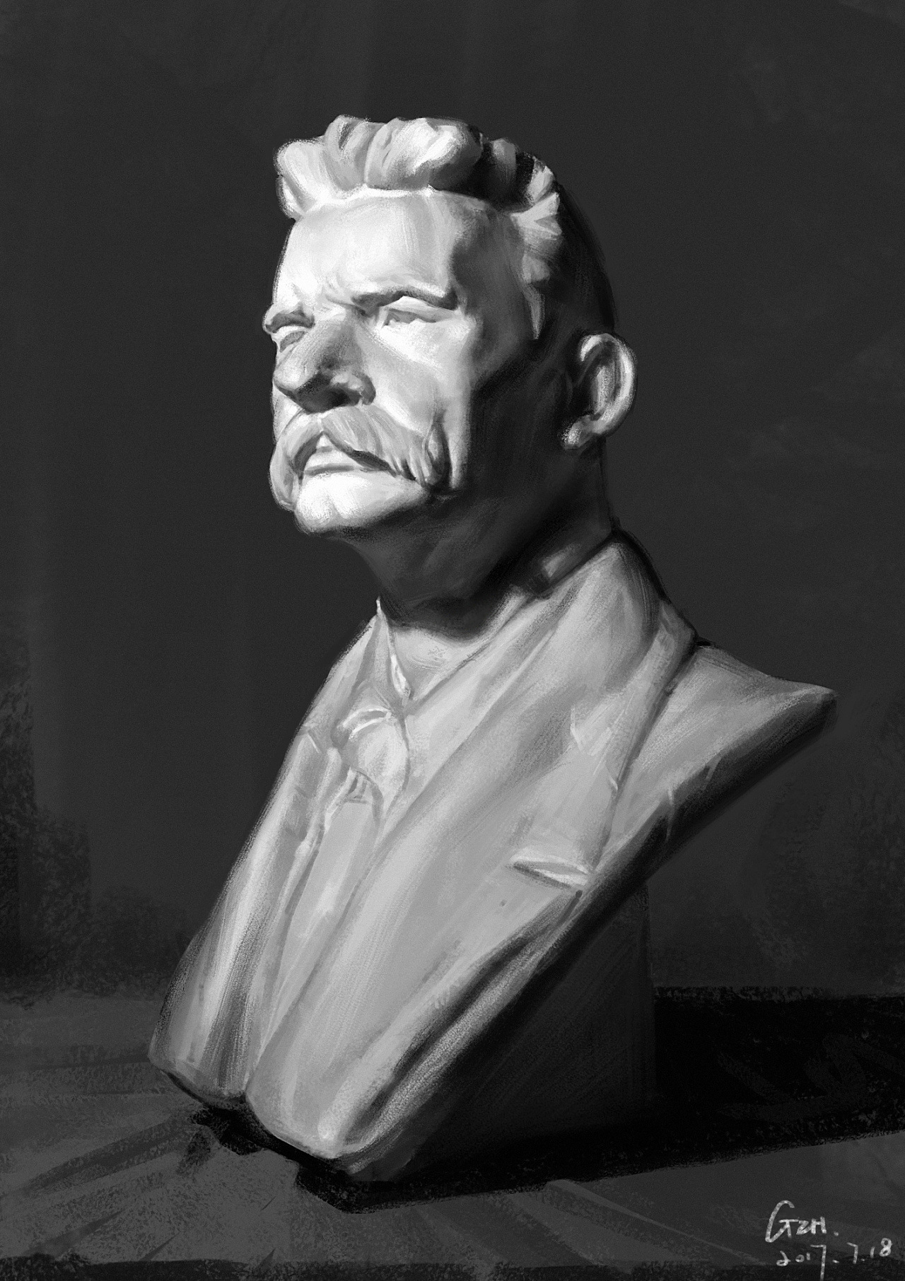 石膏练习-高尔基|插画|创作习作|_gzh__ - 原创作品 - 站酷 (zcool)