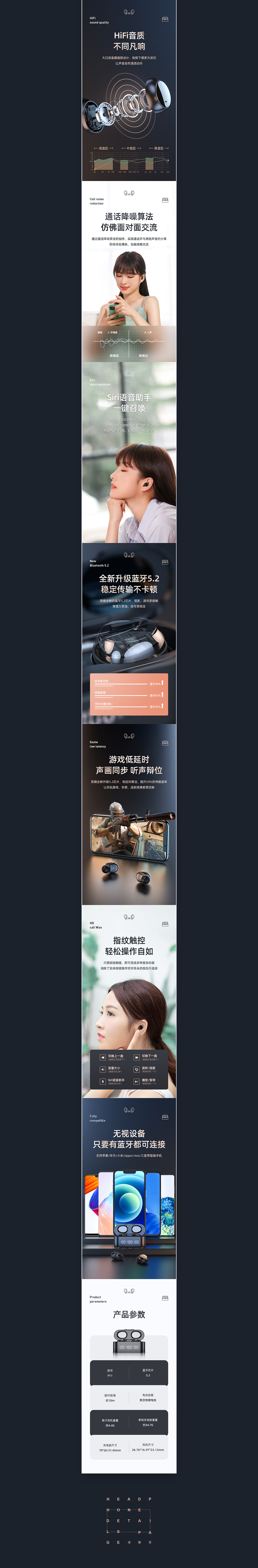 蓝牙耳机详情页X2