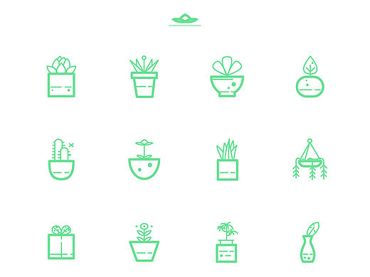 多肉植物剪影图标