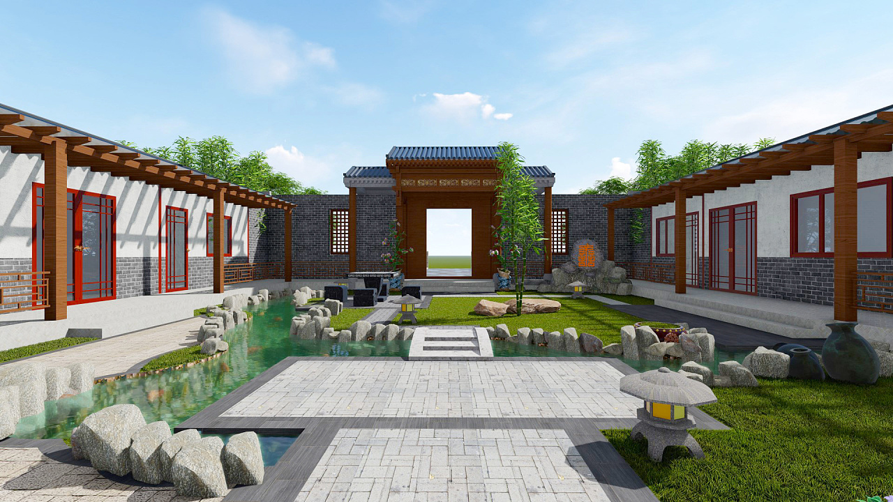   园林景观四合院设计