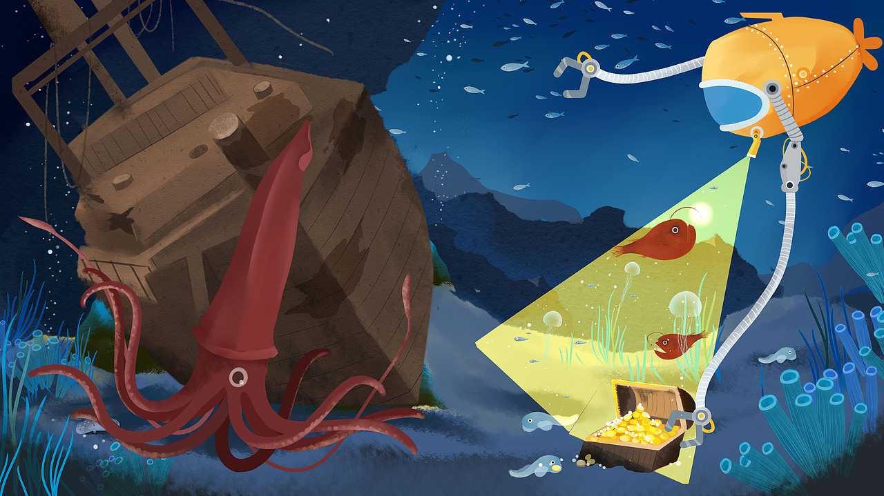 海洋 翻页（图ZMTQ2NjM1ODQ0） - 儿童插画 - 站酷设计师水母咪原创素材 - 站酷ZCOOL