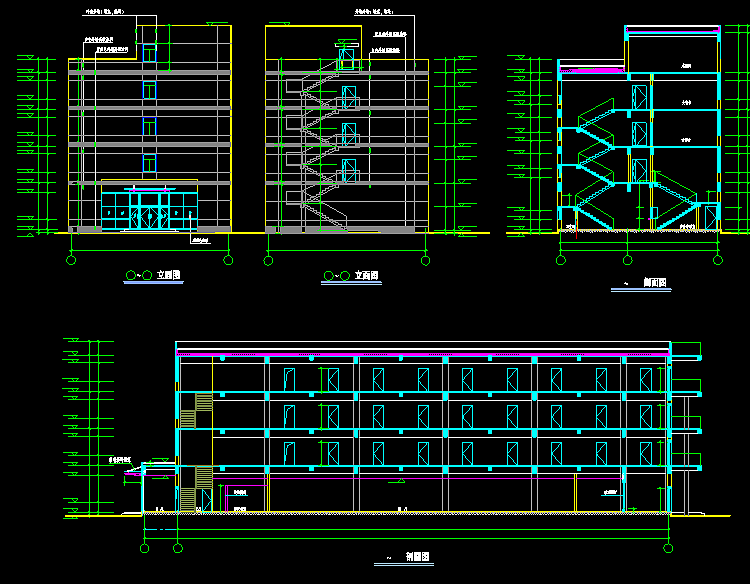CAD框架教学楼建筑设计结构施工图