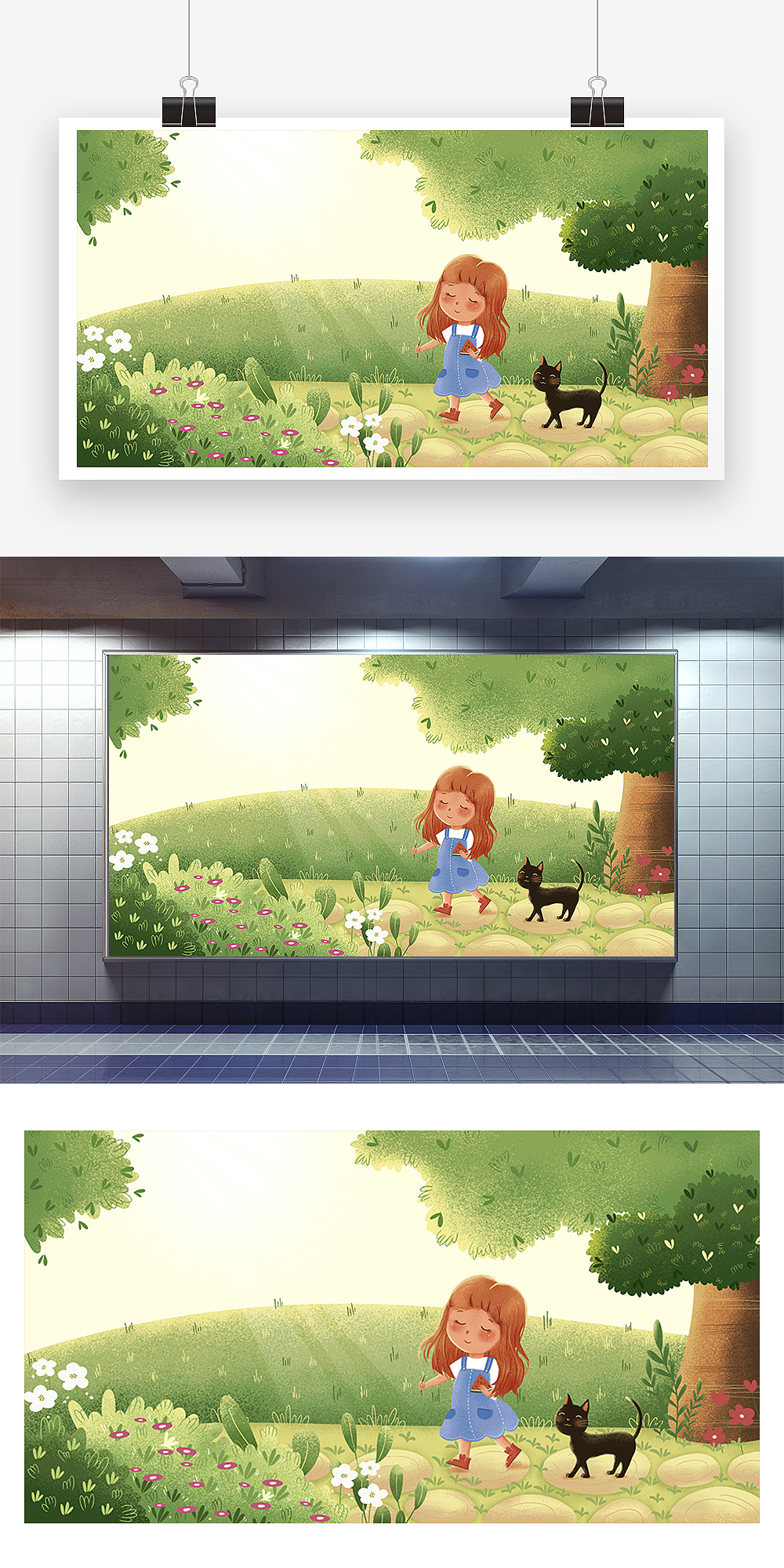 夏天吃西瓜的小女孩