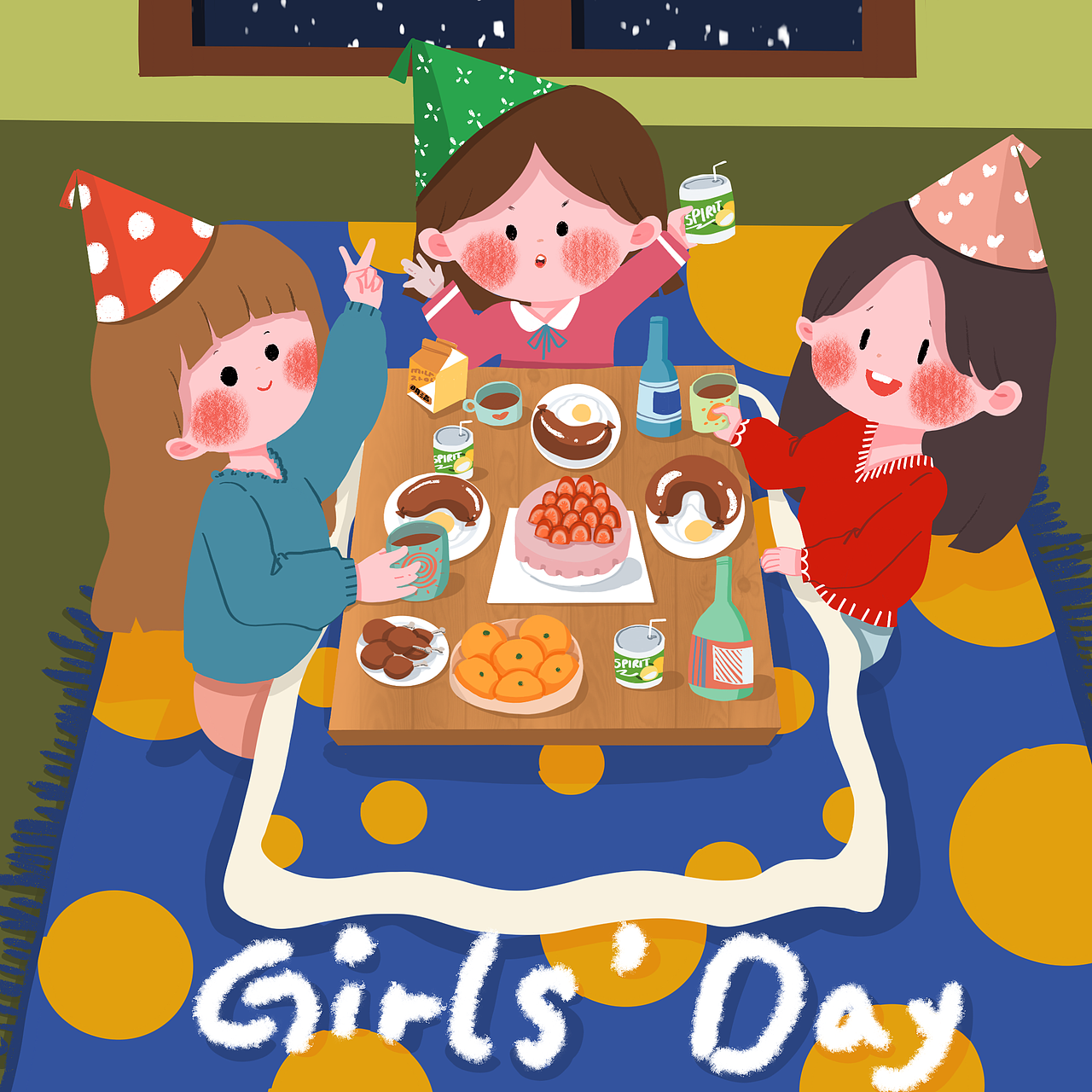 闺蜜聚会（图ZMTk0NDcwNTAw） - 儿童插画 - 站酷设计师纠结的阿叨原创素材 - 站酷ZCOOL