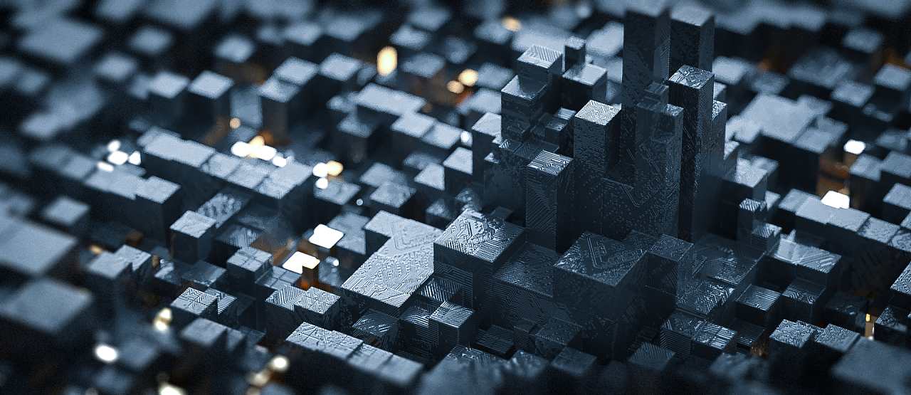 立方体构成cinema4d科幻类芯片