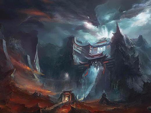 游戏场景原画   古风   魔幻天日