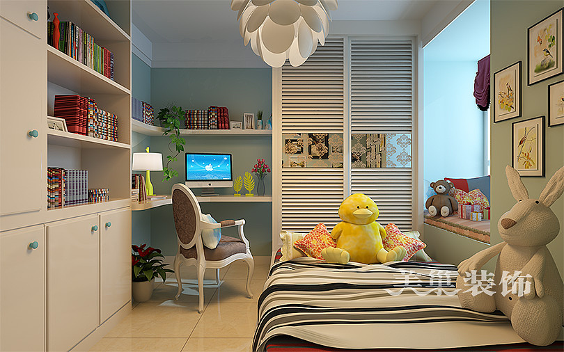 汇泉西悦城小三房装修田园风儿童房
