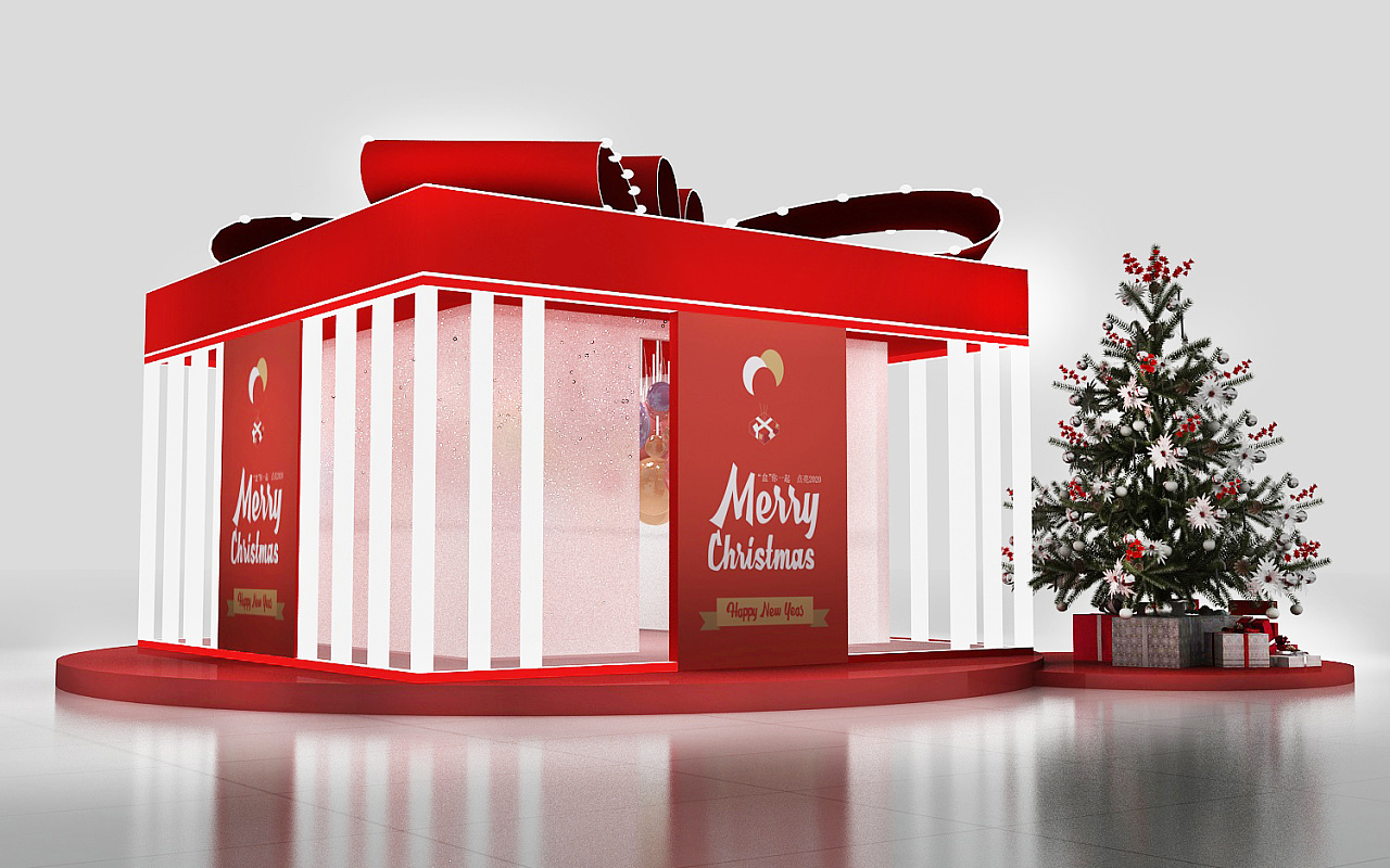 3.3圣诞情人节美陈dp点位3d效果图设计 落地案例分享