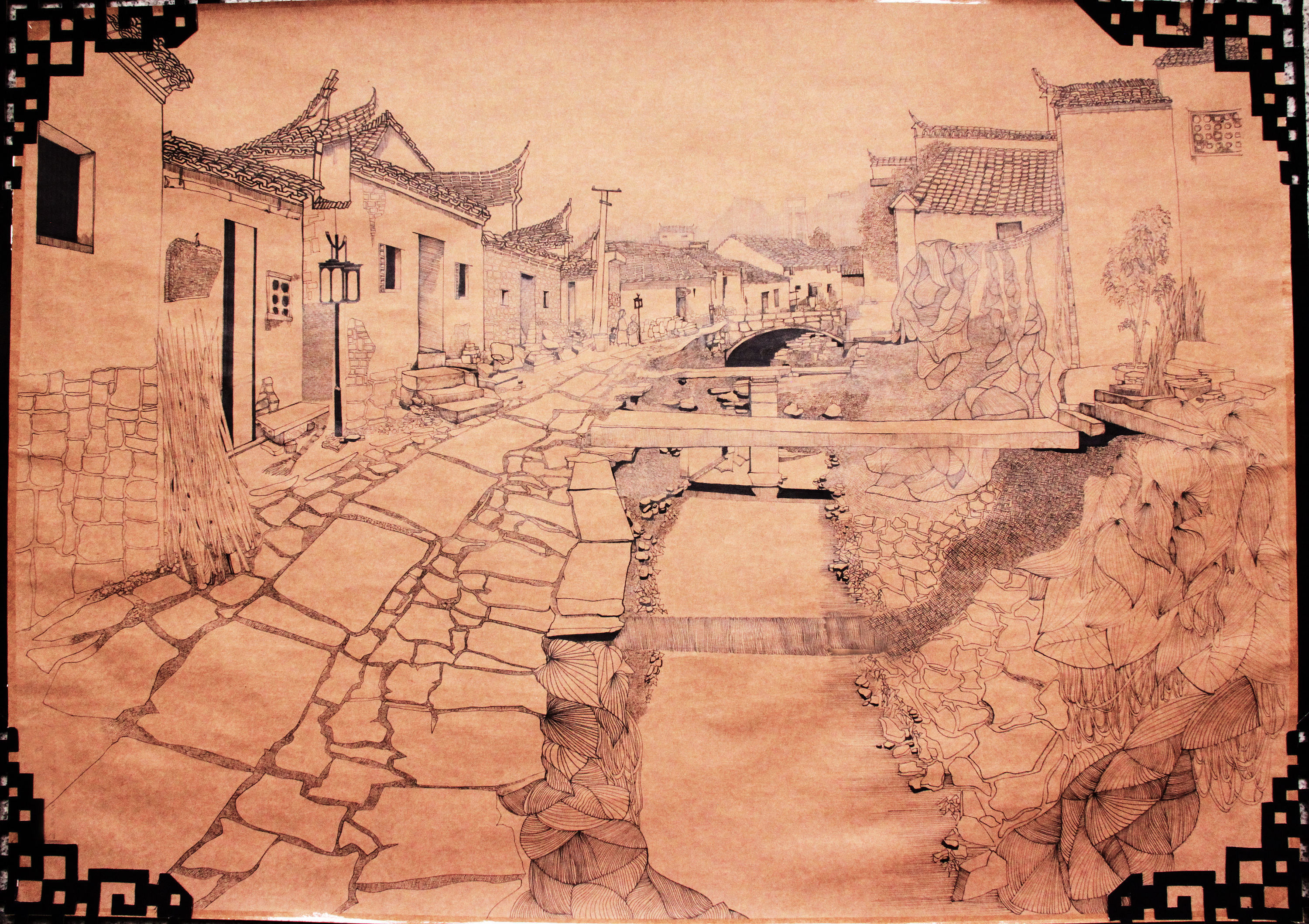 查济古镇|纯艺术|钢笔画|畅畅的南瓜地 - 原创作品 - 站酷 (zcool)