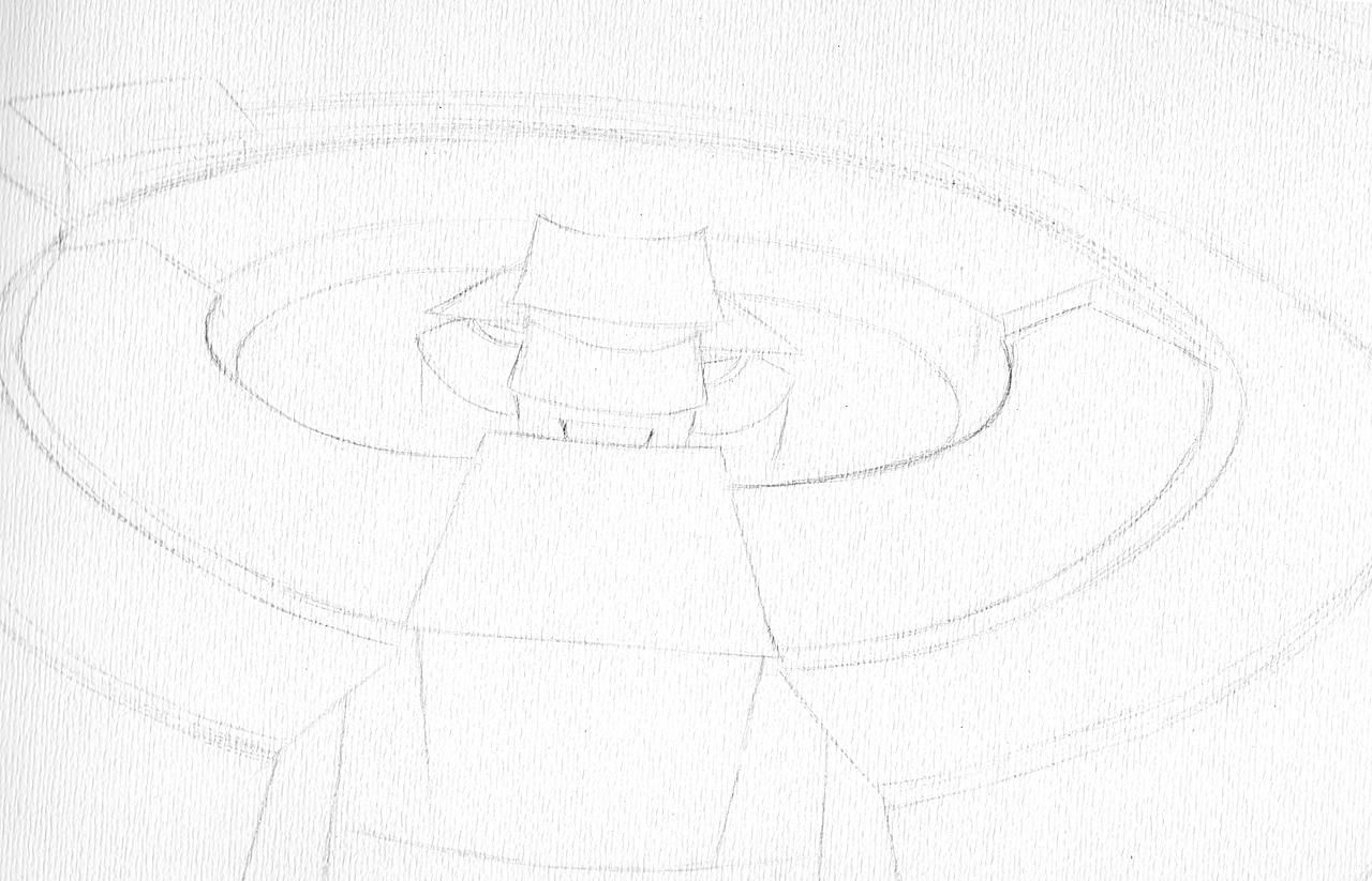 首先先画简单的轮廓线稿,
确定大致的位置。