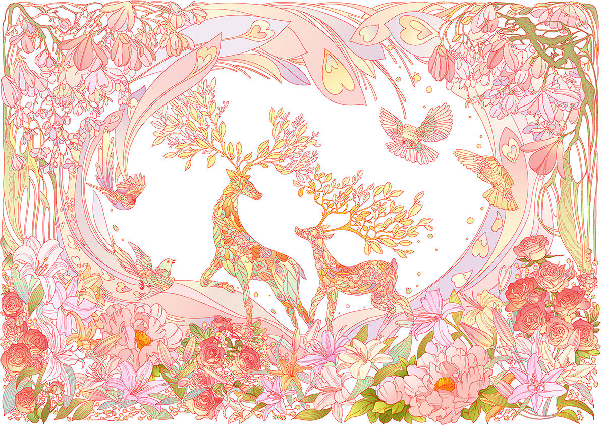 七夕的鹿（图ZMjIxNjY1NjQ4） - 商业插画 - 站酷设计师番茄小山猪原创素材 - 站酷ZCOOL