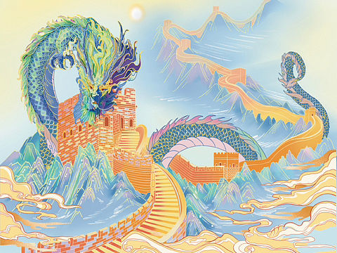 北京著名景点创意插画