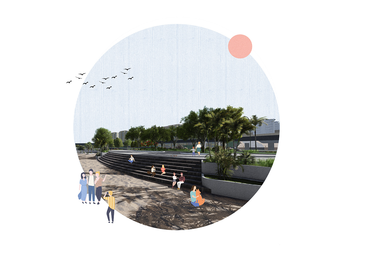 福建厦门白城沙滩改造拼贴风效果图(习作)|空间|景观设计|鲞仟 - 原创