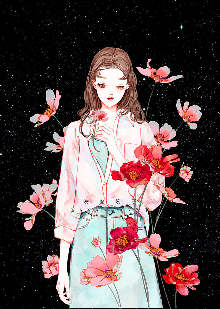 黑色背景少女系列壁纸