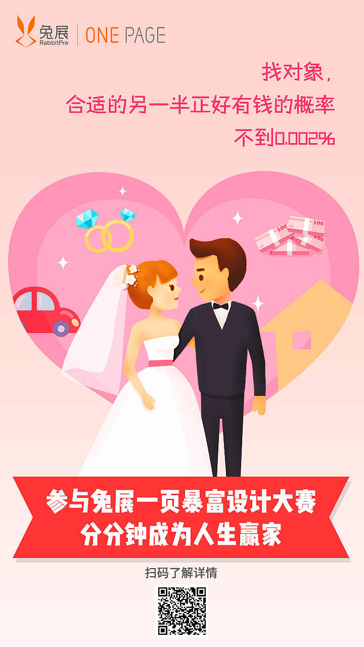 插画类h5设计-朋友圈海报-一页暴富