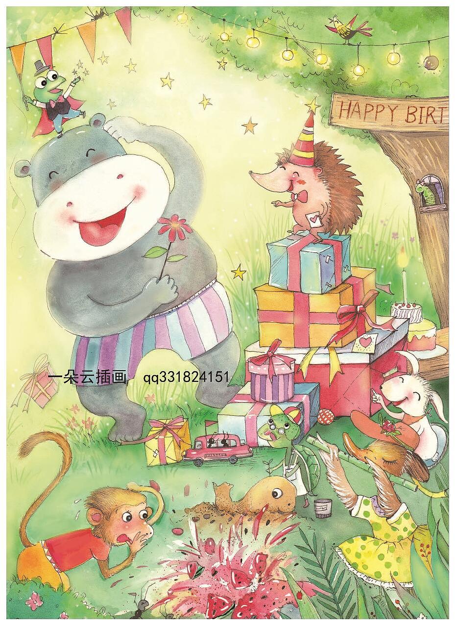 小刺猬过生日（图ZMTUyNTc1MDg0） - 儿童插画 - 站酷设计师一朵云插画原创素材 - 站酷ZCOOL