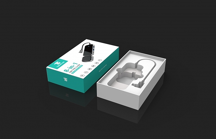 3C数码电子产品HUB类天地盒包装建模渲染