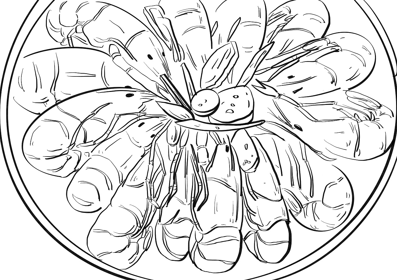 蒜蓉虾的简笔画图片