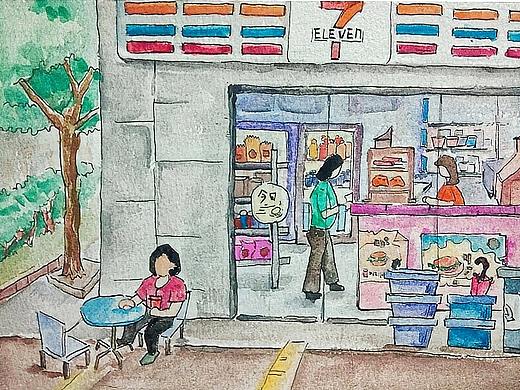 学校的一角（个人主页-ZNTg0ODY2Mjg=） - 创作习作 - 站酷设计师大琳儿童原创素材 - 站酷ZCOOL