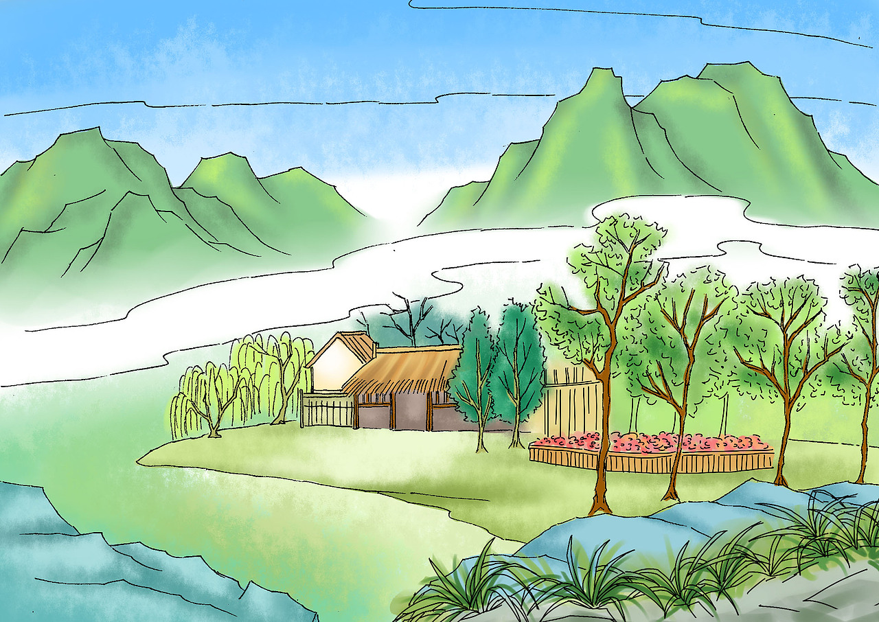 古诗插画（图ZNzY4MjMwOTI=） - 商业插画 - 站酷设计师Koey位移原创素材 - 站酷ZCOOL