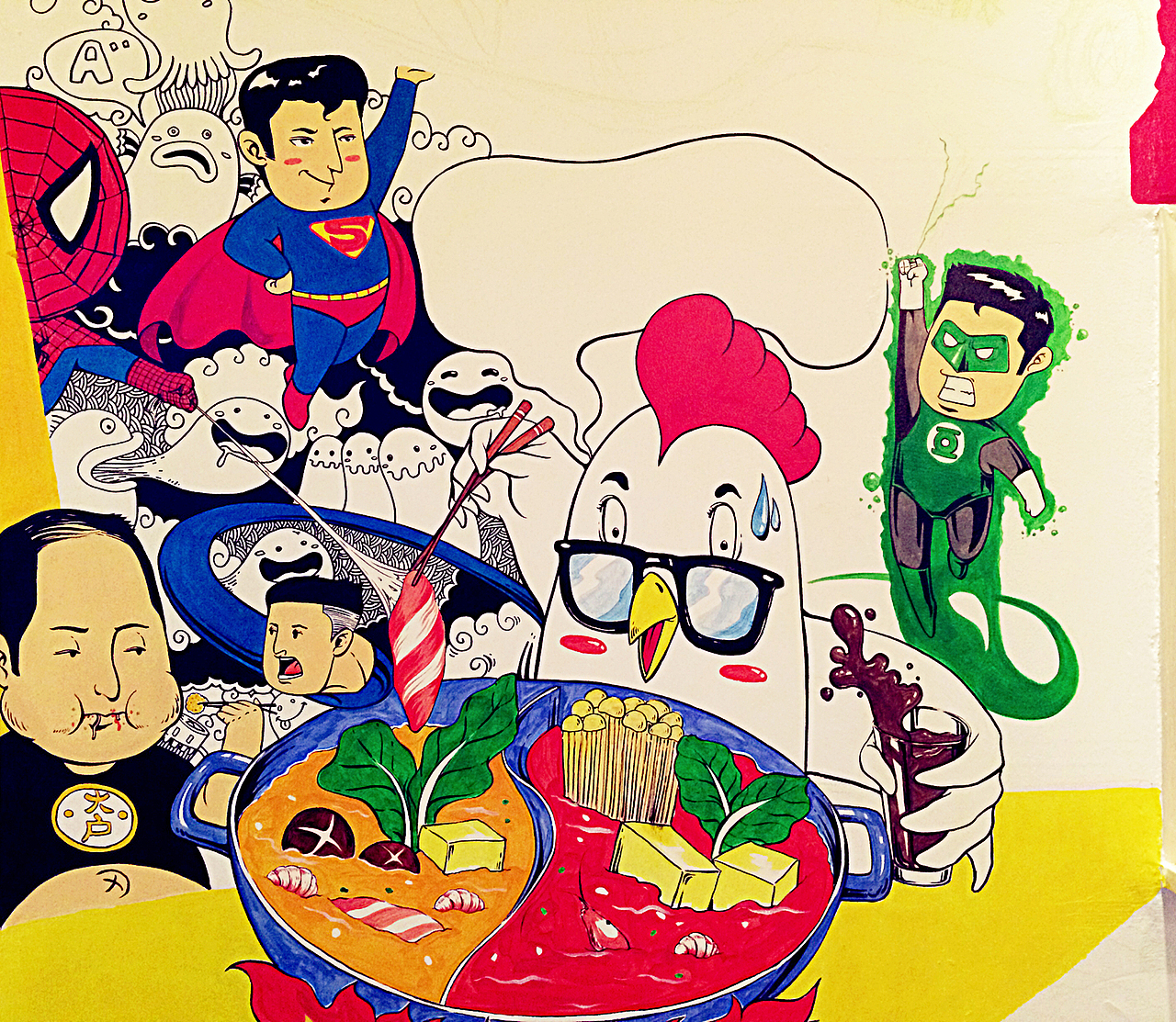 朋友的炸鸡店原创墙体手绘（图ZMzI2NTk4NzI=） - 新锐潮流插画 - 站酷设计师鱼皮画生Yokiko原创素材 - 站酷ZCOOL