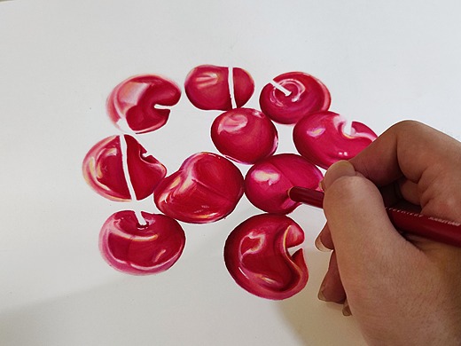 马克笔彩铅手绘 樱桃手绘