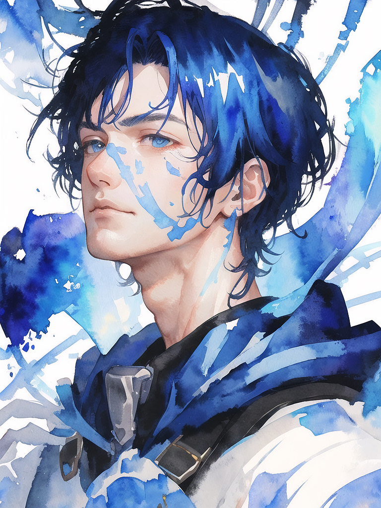 AI人像馆|蓝发少年