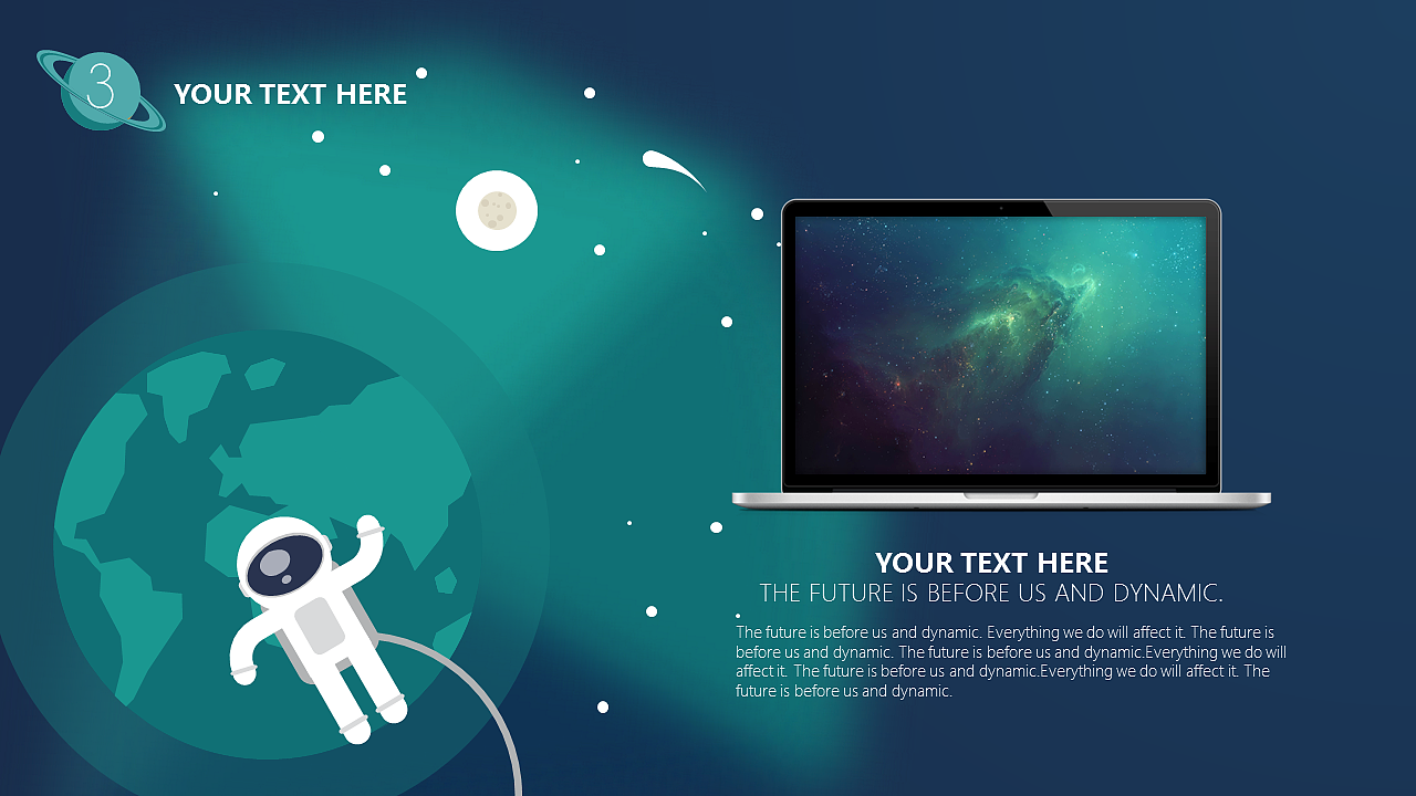 宅寂系列：动态星空宇宙大气iOS创意实用互联网科技PPT模板