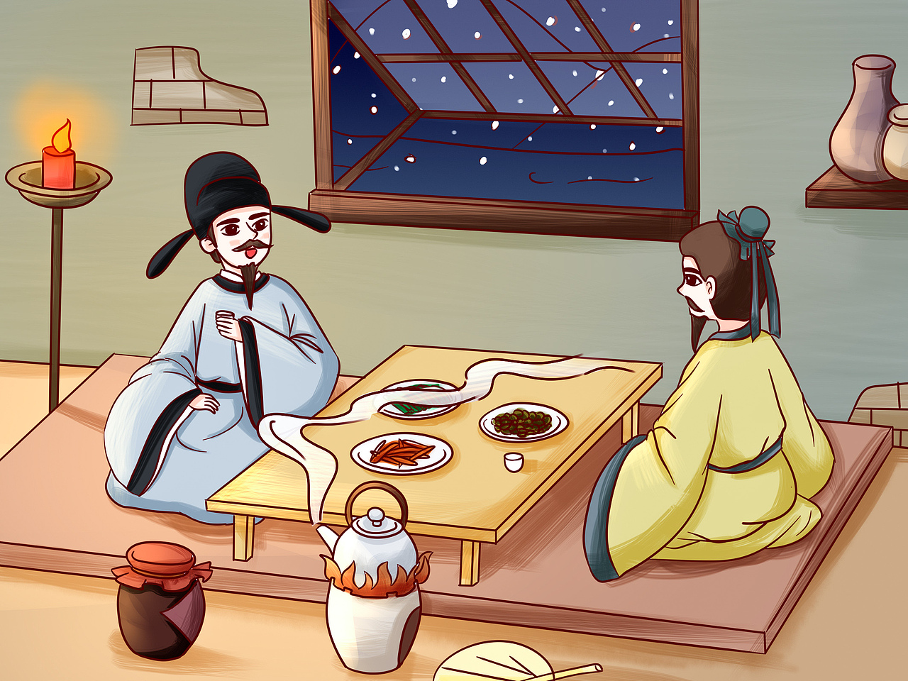 《问刘十九》插画