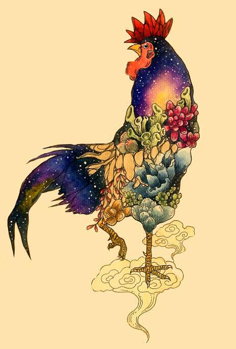 水彩公鸡台历（图ZNjg1MDY0NzY=） - 商业插画 - 站酷设计师喻易阳原创素材 - 站酷ZCOOL