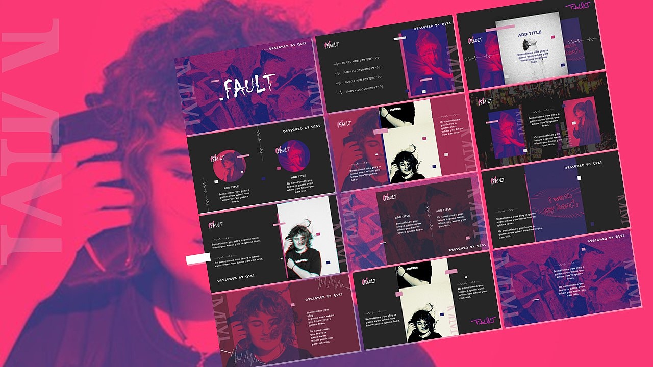 【PPT模板】时尚动感故障风