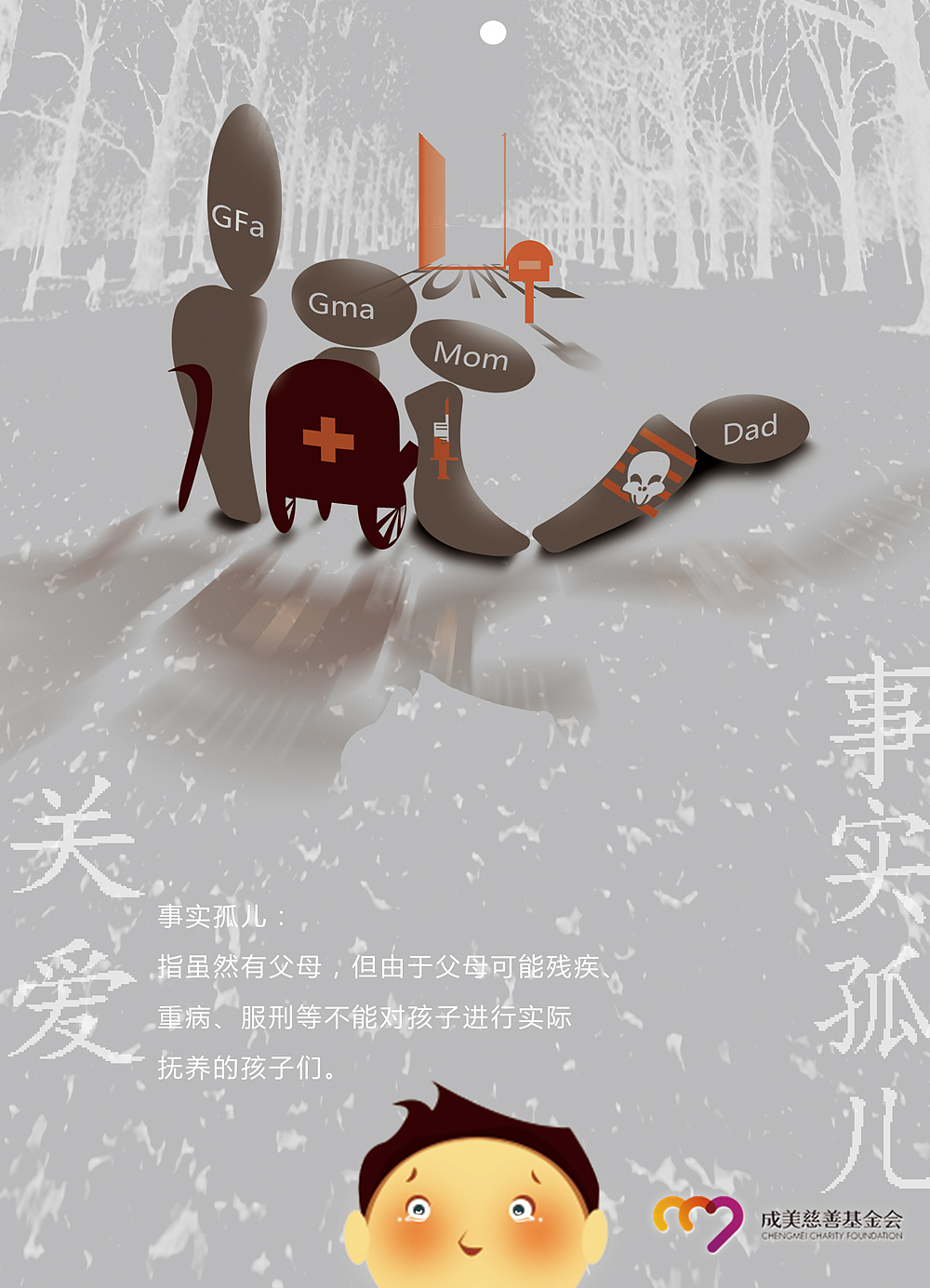 公益海报——关爱事实孤儿