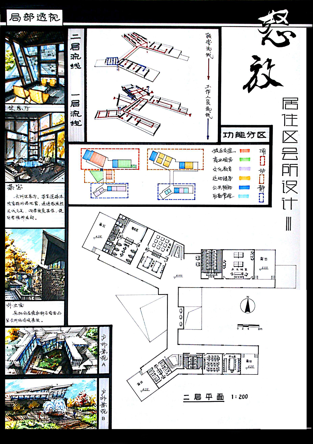 建筑设计手绘居住区会所设计
