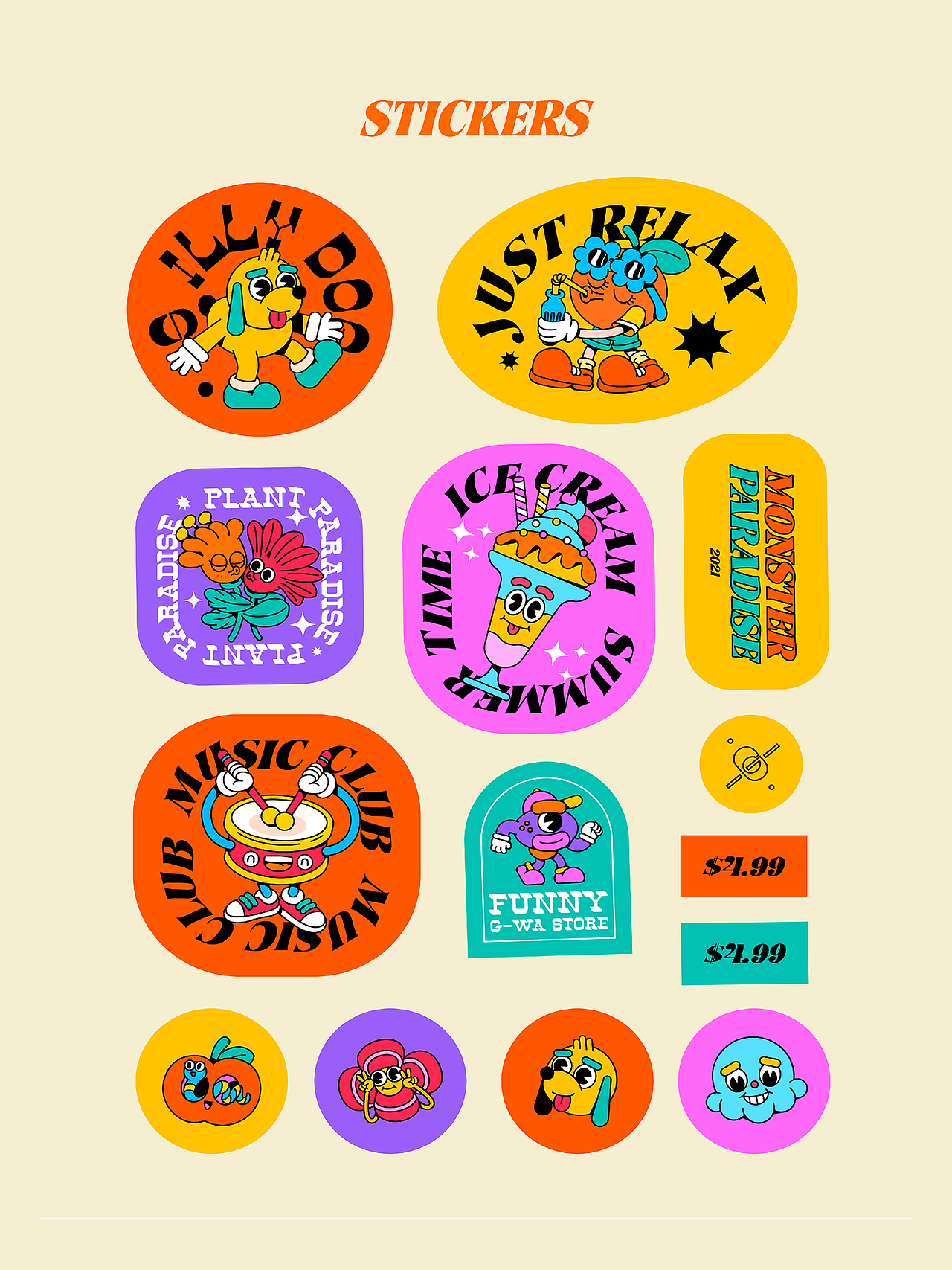 复古卡通插画系列（图ZMjY5MDE2MjA4） - 创作习作 - 站酷设计师奎恩KK原创素材 - 站酷ZCOOL