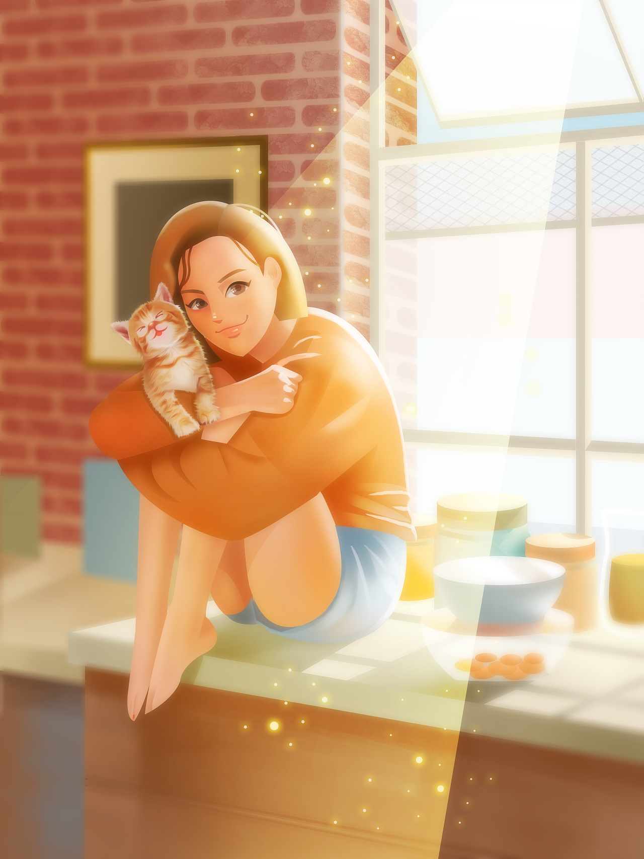 午后的阳光 光感插画