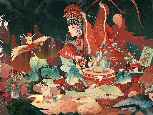 获奖作品| 百年国粹，蝶变传承（个人主页-ZNjEzNjk5OTY=） - 商业插画 - 站酷设计师宋几几原创素材 - 站酷ZCOOL