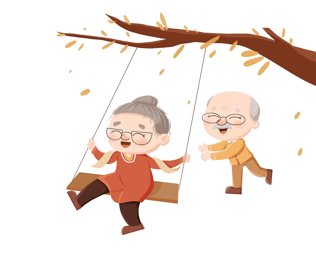 儿童插画—爷爷奶奶的爱情