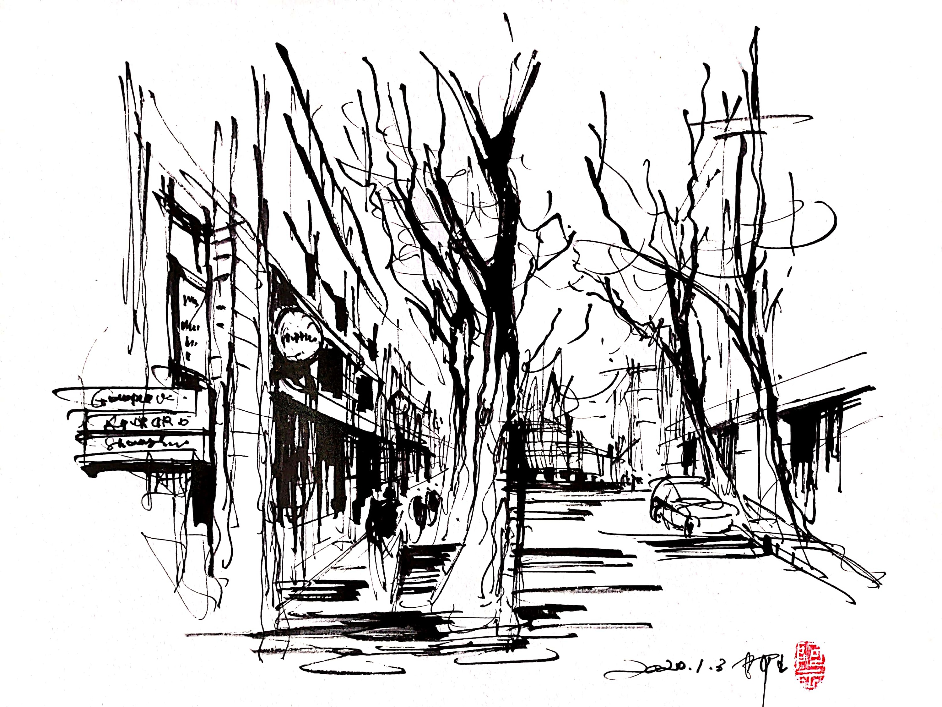 阿王速写建筑风景手绘