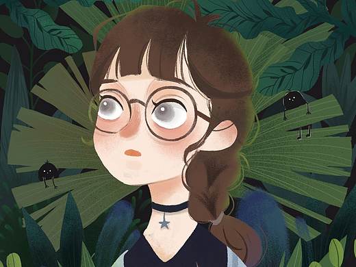 儿童插画 森系少女