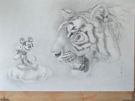 大老虎与小老鼠（个人主页-ZNjkxMDE0NTY=） - 绘画 - 站酷设计师通辽李永春绘画原创素材 - 站酷ZCOOL